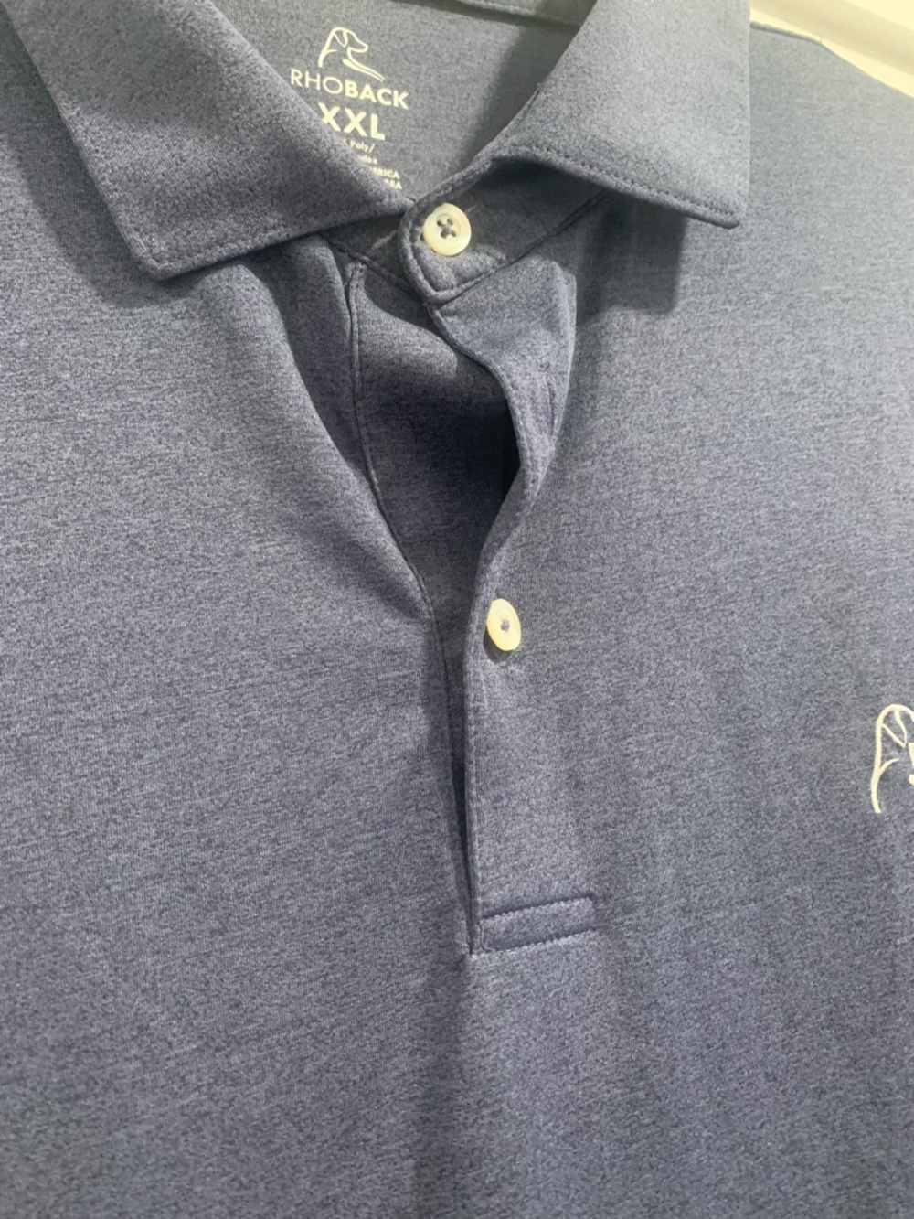 Mens RHOBACK Heathered Blue polo golf T-shirt size XXL casual summer preppy - Picture 5 of 9
